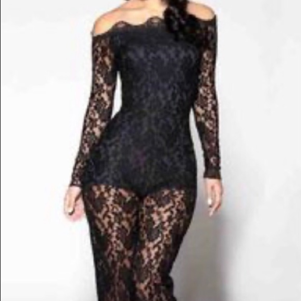 Black lace romper
